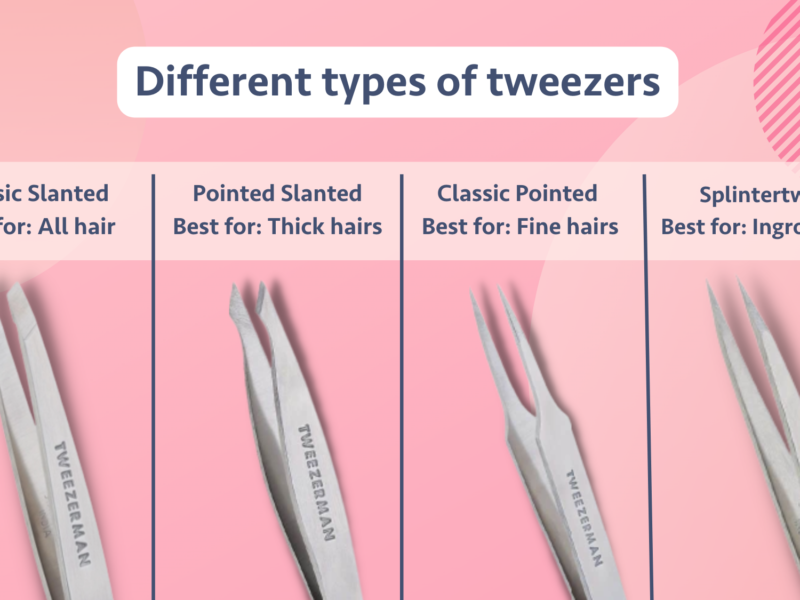 Different types of tweezers for eyebrows
