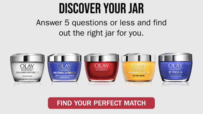 Olay best for mature skin, dry skin, oily skin quiz selector tool