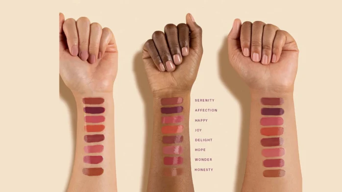 RareBeauty soft-pinch-tinted-lip-oil-arm-swatches shades